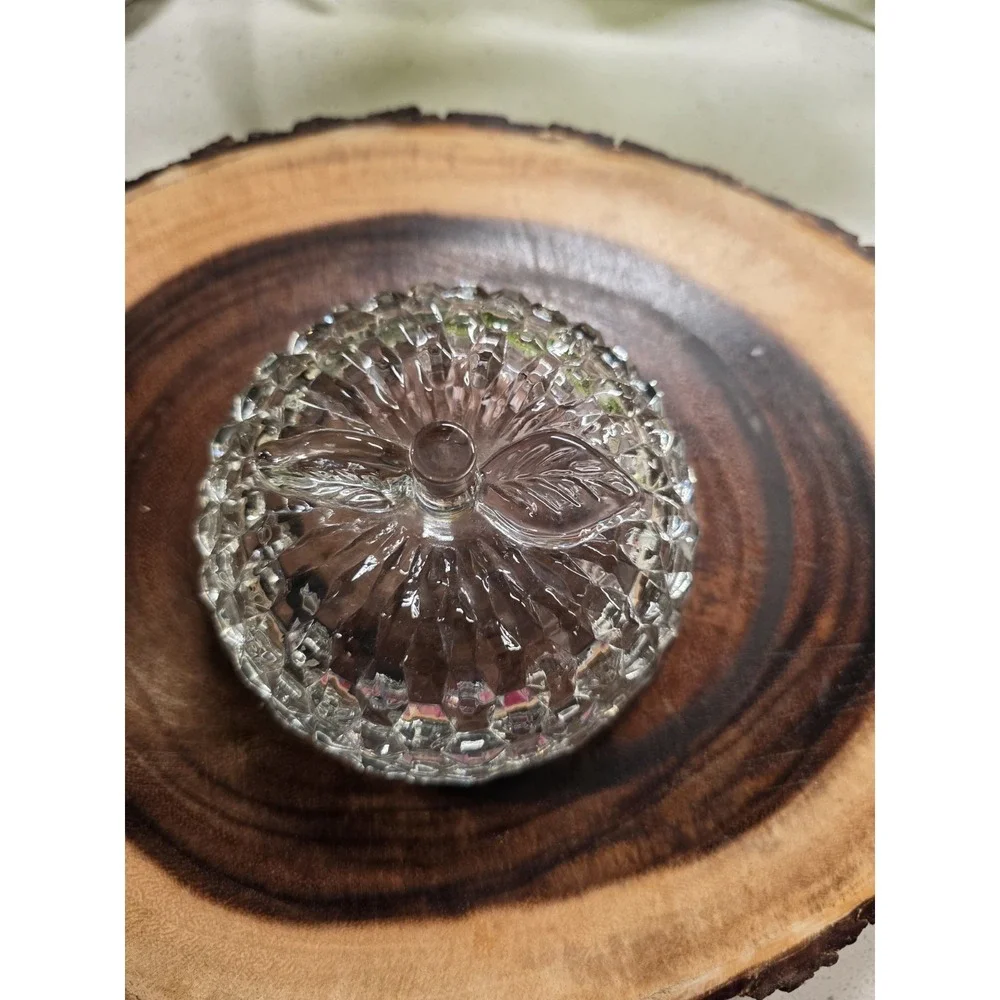 Vintage‎ Imperial Cut Faceted Glass Apple Candy Dish with Lid